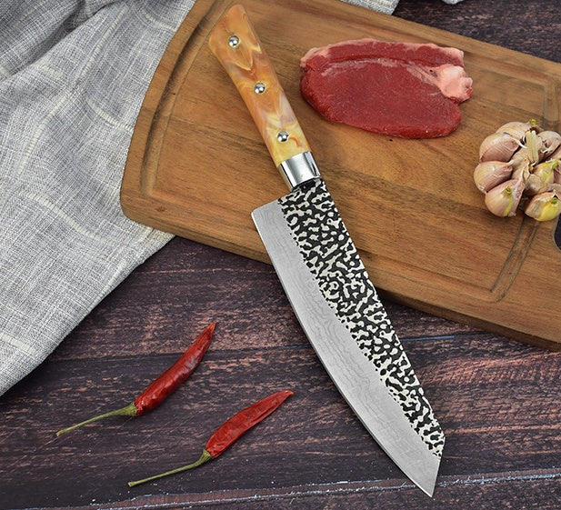 Stainless Steel Marbled Handle Diagonal Kitchen Knife