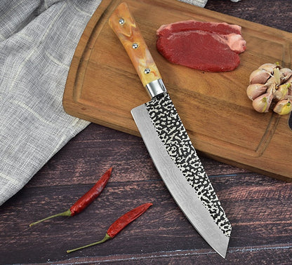 Stainless Steel Marbled Handle Diagonal Kitchen Knife