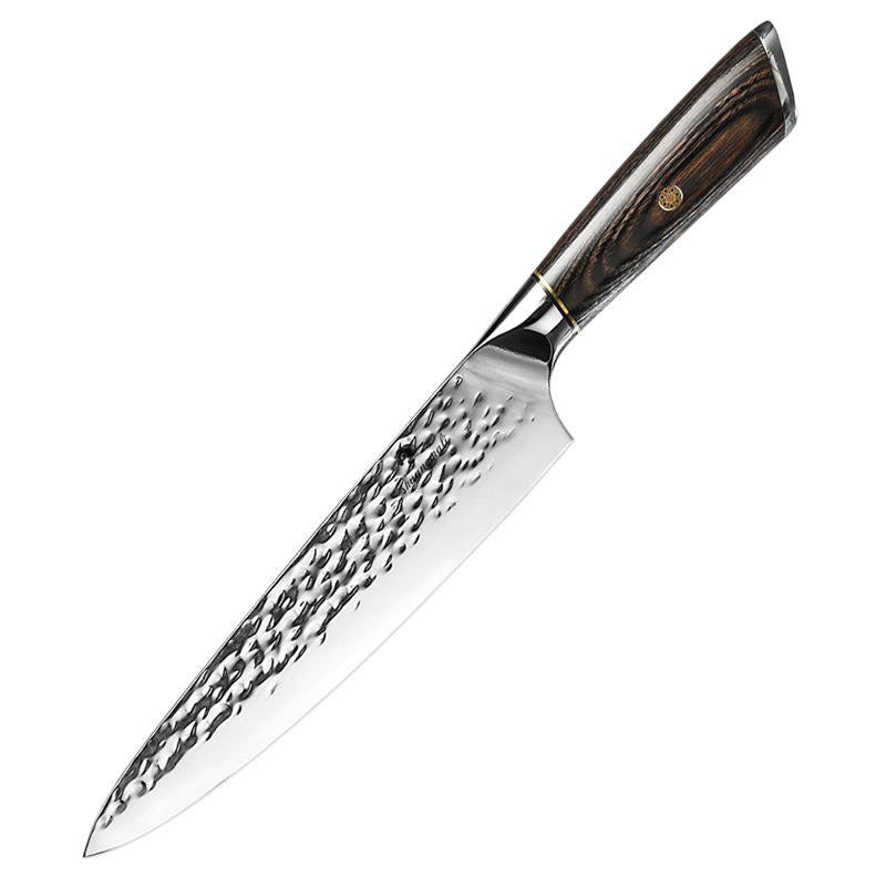 8-Inch Chef's Knife: Forged Stainless Steel with Colorful Wooden Handle